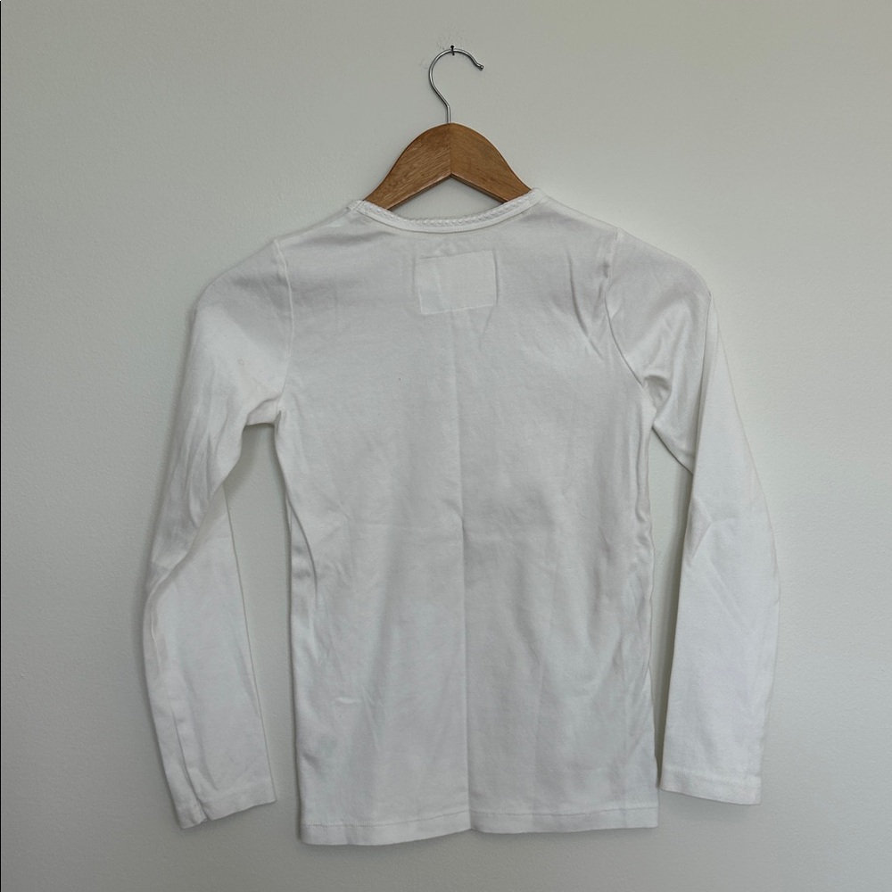 Mini Boden‎ Girls White Long Sleeve Tee Size 11-12 EUC - Picture 3 of 3